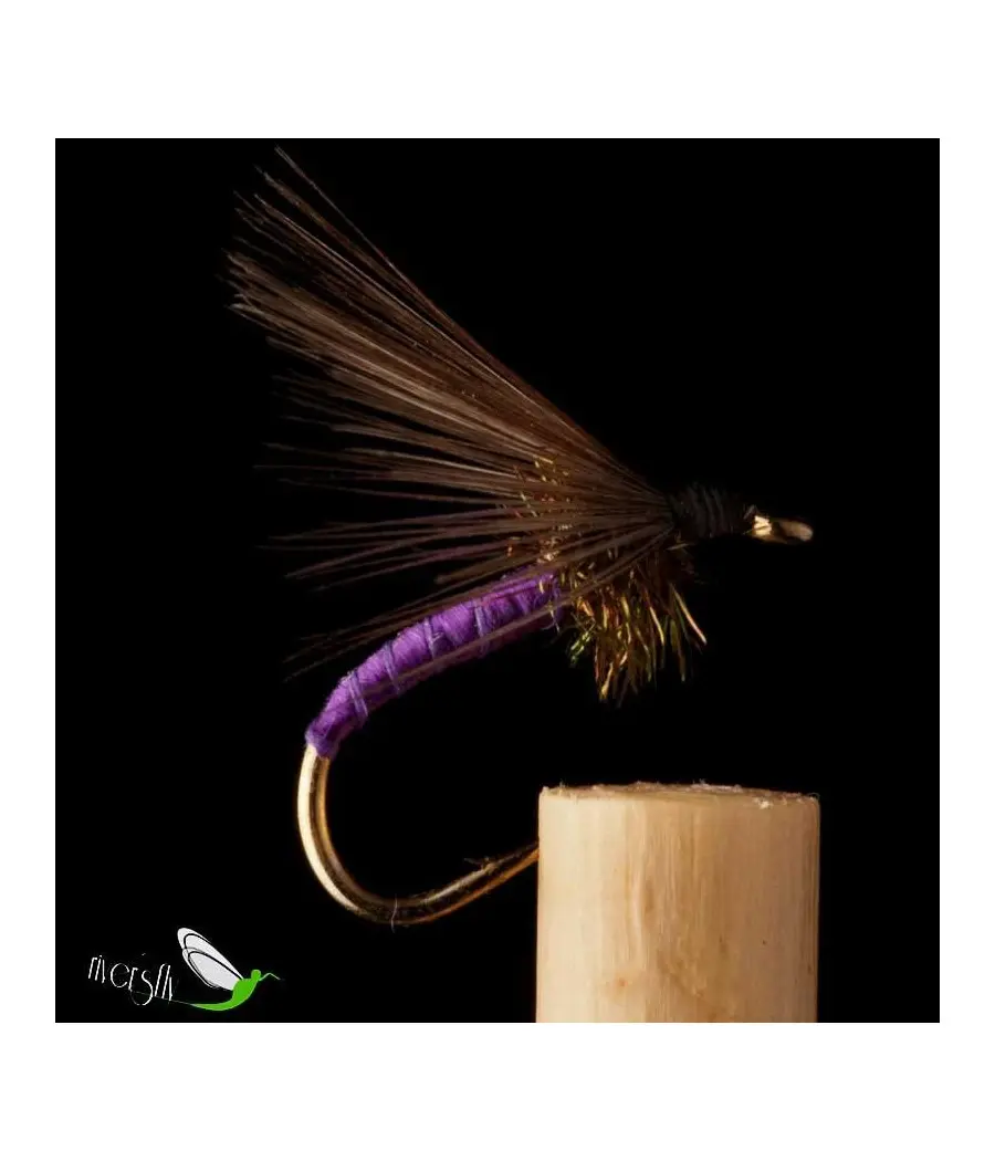 Mouche Noyée Soie Mauve Paon Naturel