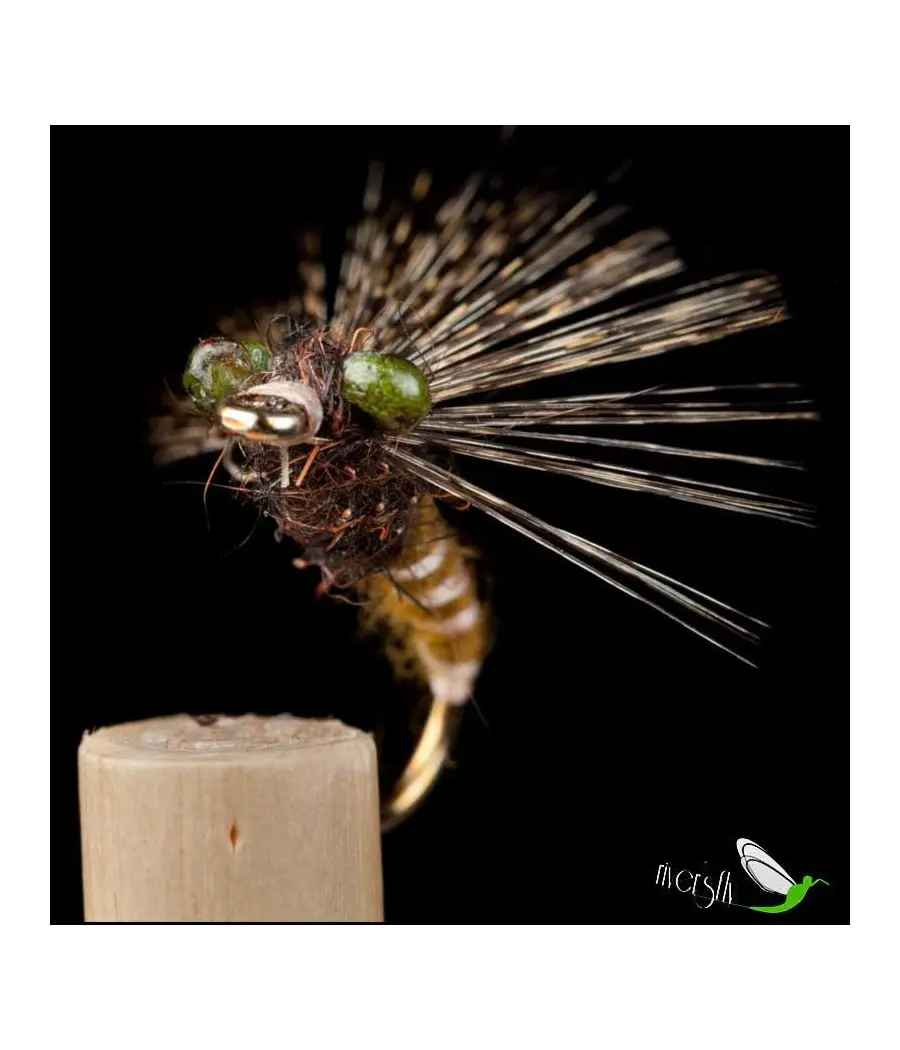 Mouche Noyée Laine Olive Foncé