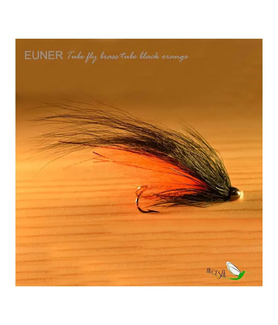Mosca de Salmón Tube fly brass tube black red Eumer