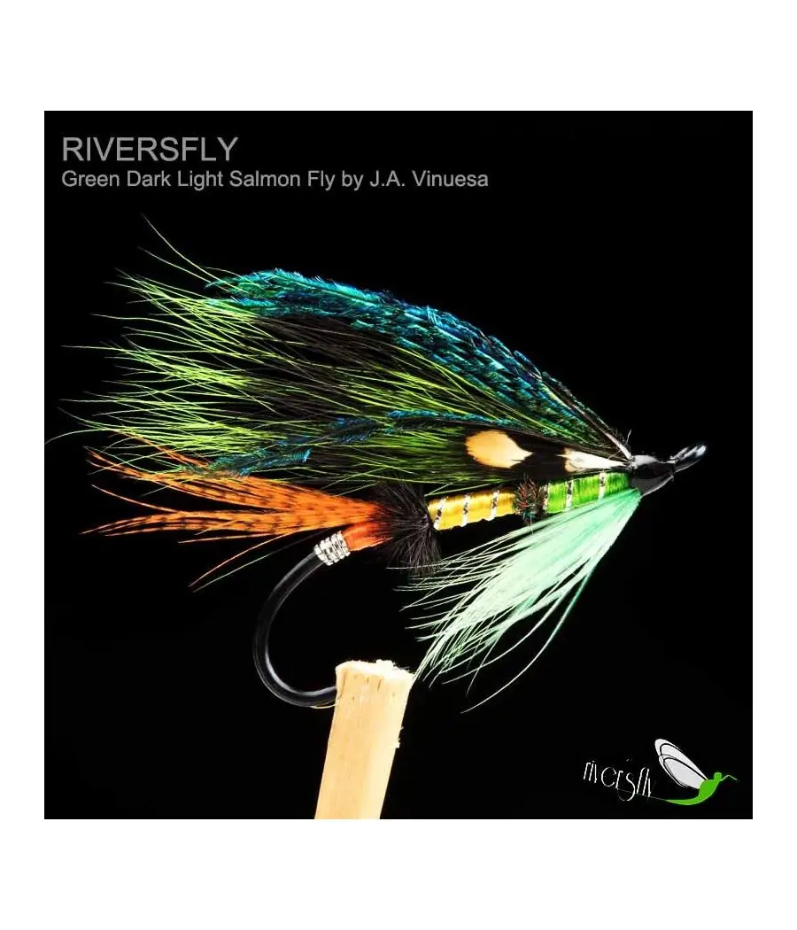 Green Dark Light Salmon Fly by J.A. Vinuesa