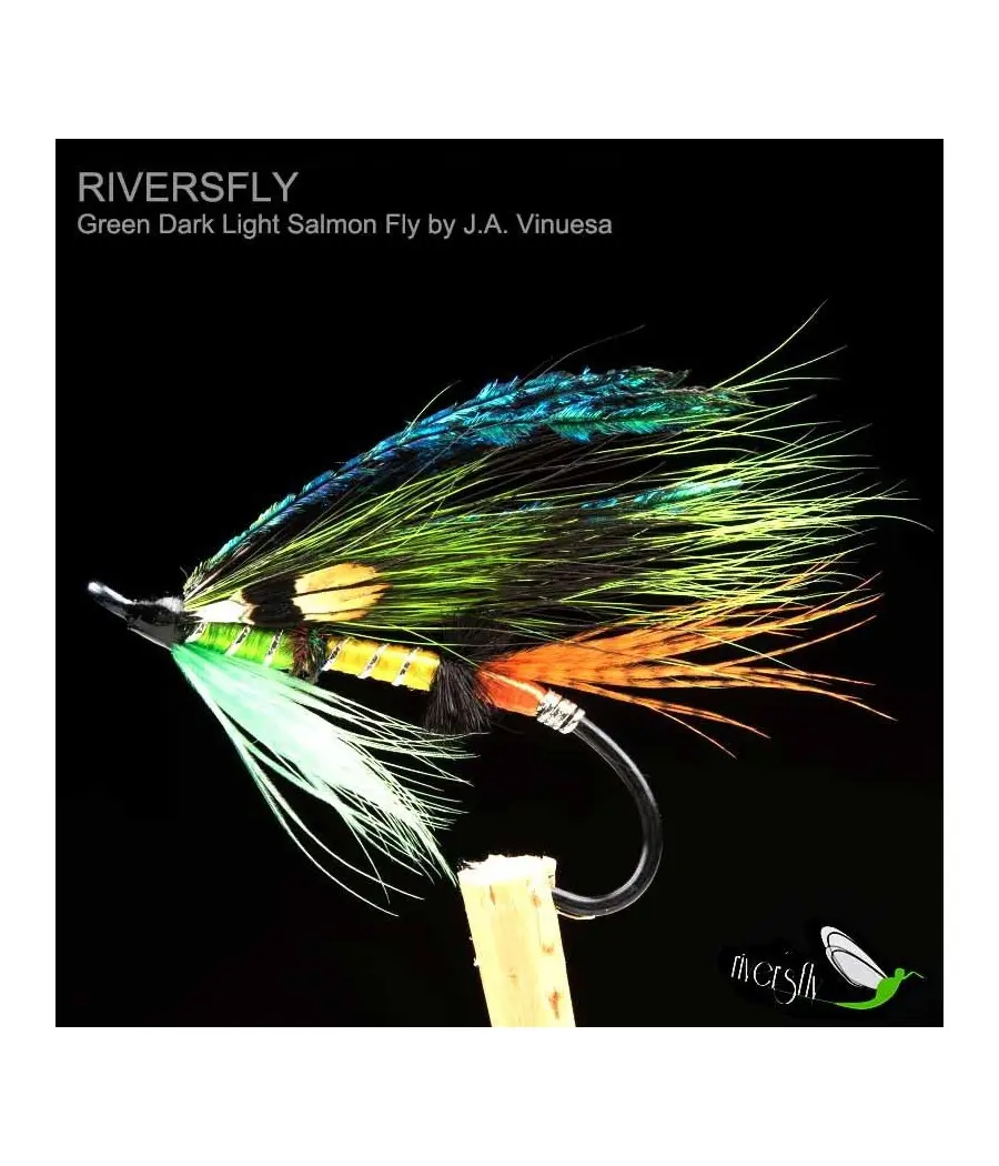 Green Dark Light Salmon Fly by J.A. Vinuesa