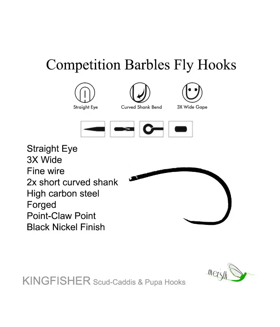 Hasmeçons pêche mouche Kingfisher Scud–Caddis & Pupa Hasmeçons pêche mouche Kingfisher Scud–Caddis & Pupa